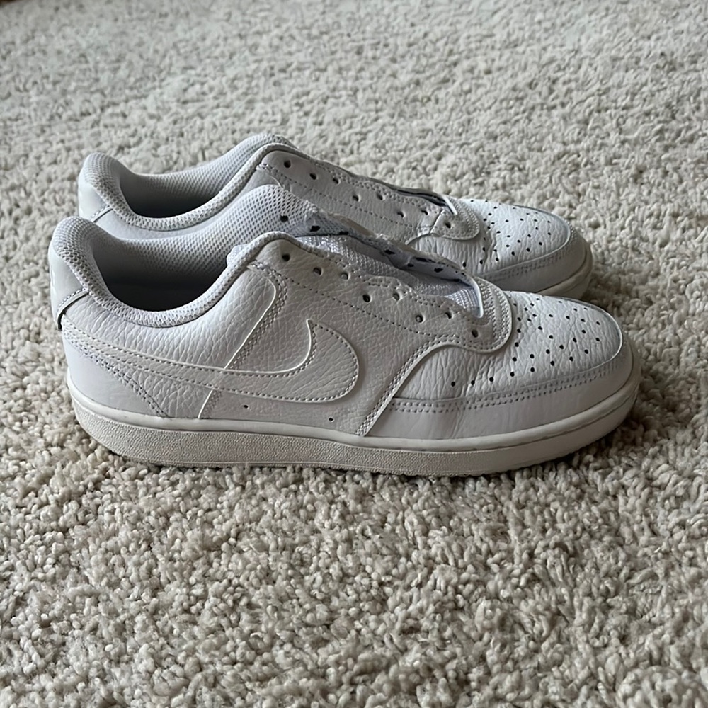 white Nike court vision lows